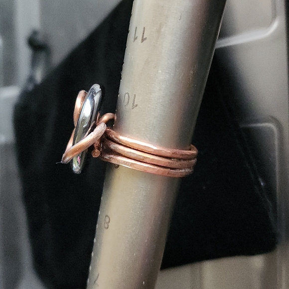 UNIQUE HEALING CRYSTAL!!! Natural Polished Tumbled Hematite Ring! - Picture 2 of 5